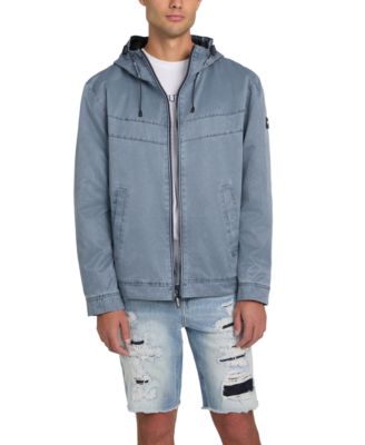 GUESS - Men's Washed Hooded Windbreaker