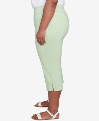 Plus Size Solid Tech Stretch Pull On Pants
