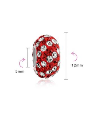 Solid Stripe Color Pave Crystal Spacer Bead Charm .925 Sterling Core