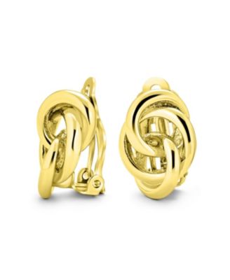 Classic Interlocking Love Knot Clip On Earrings Non Pierced Ears Gold Silver Plated