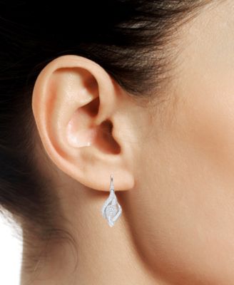 Diamond Leverback Drop Earrings (1/2 ct. t.w.) in 10k White Gold