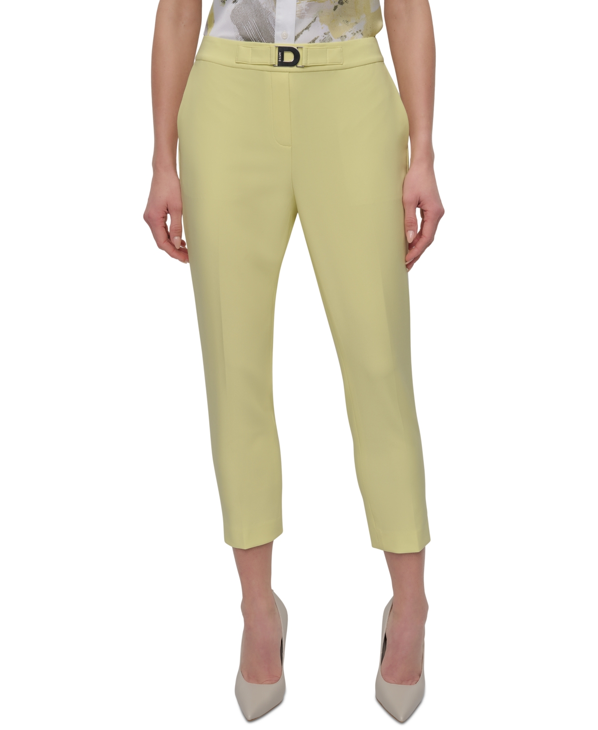 Petite High-Rise Straight-Leg Ankle Pants - Light Lemon