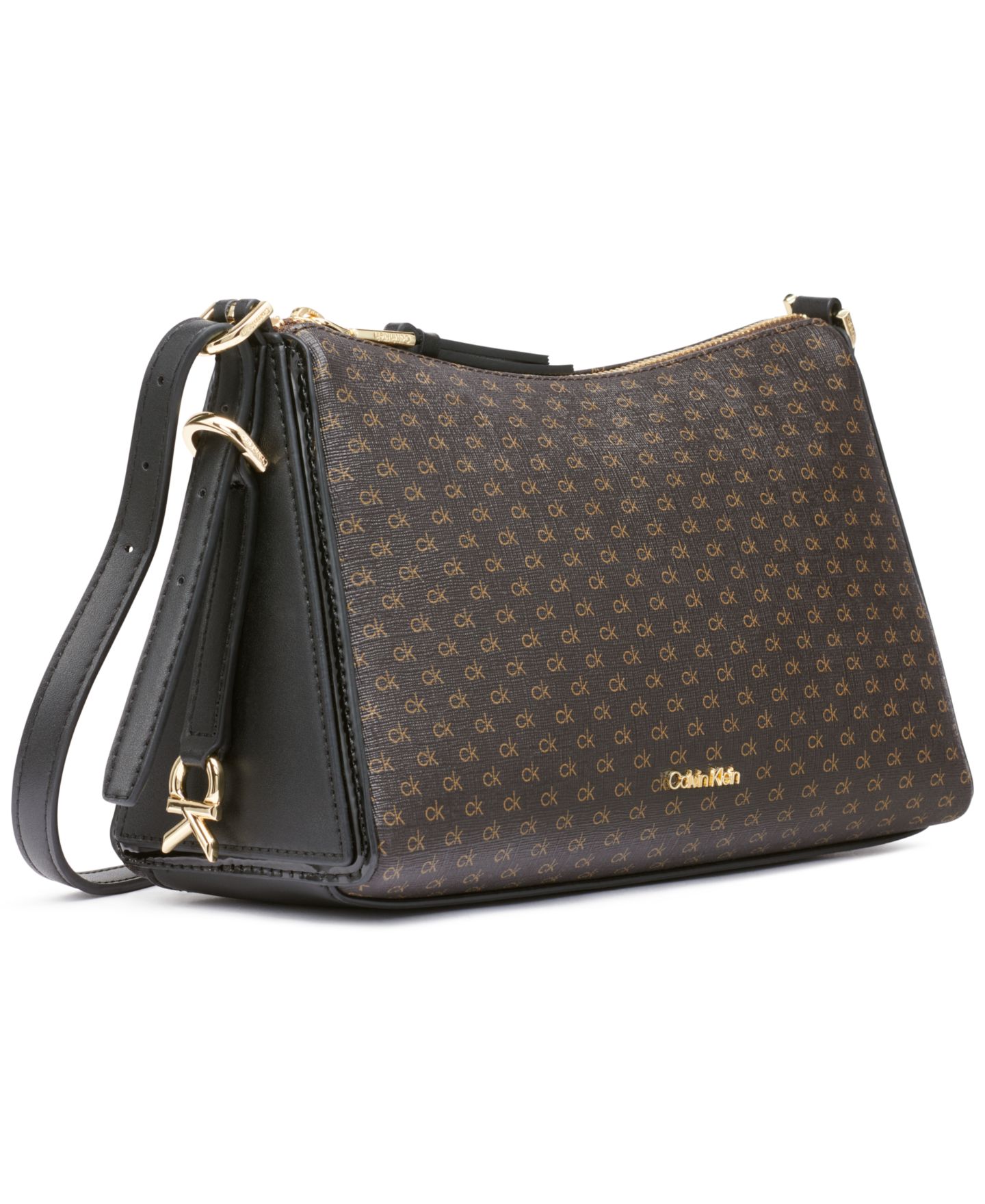 Женская сумка Calvin Klein Mandy Mini Signature Top Zipper Crossbody, цвет: Хаки / Чёрный — фото 4