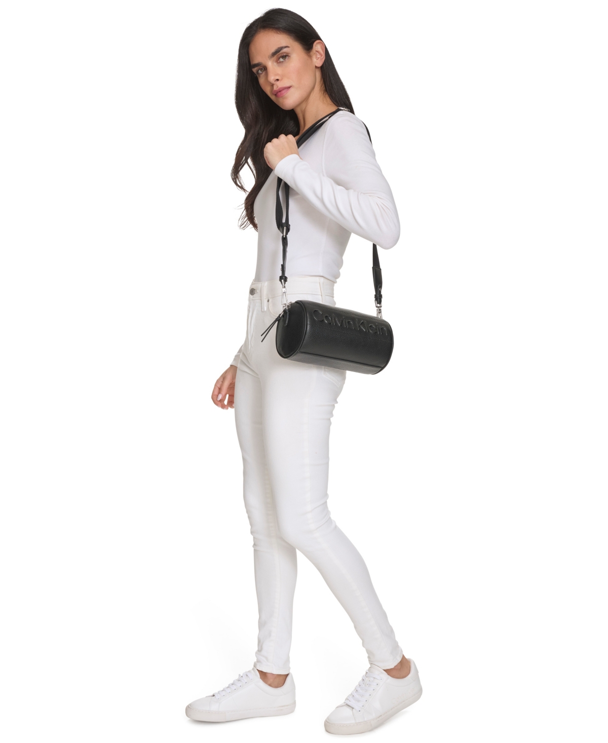 Calvin Klein Modern Essentials Barrel Large Crossbody Bag In Black,silver