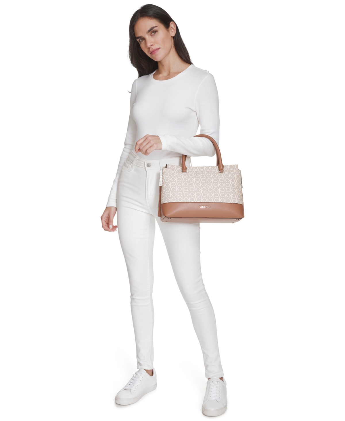 CALVIN KLEIN BIANCA SIGNATURE TRIPLE COMPARTMENT CONVERTIBLE SATCHEL 