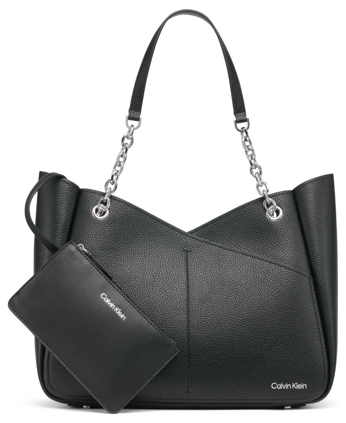 Calvin Klein Zoe Large Tote Bag In Black,silver