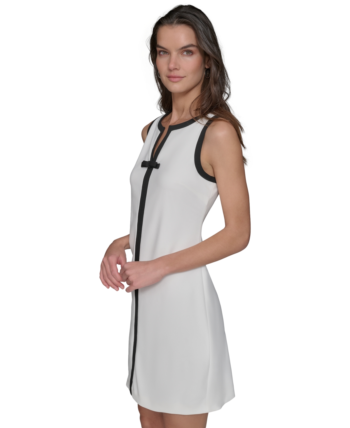 Karl Lagerfeld Women's Contrast Trim Sheath Dress In Sft Wt,blk