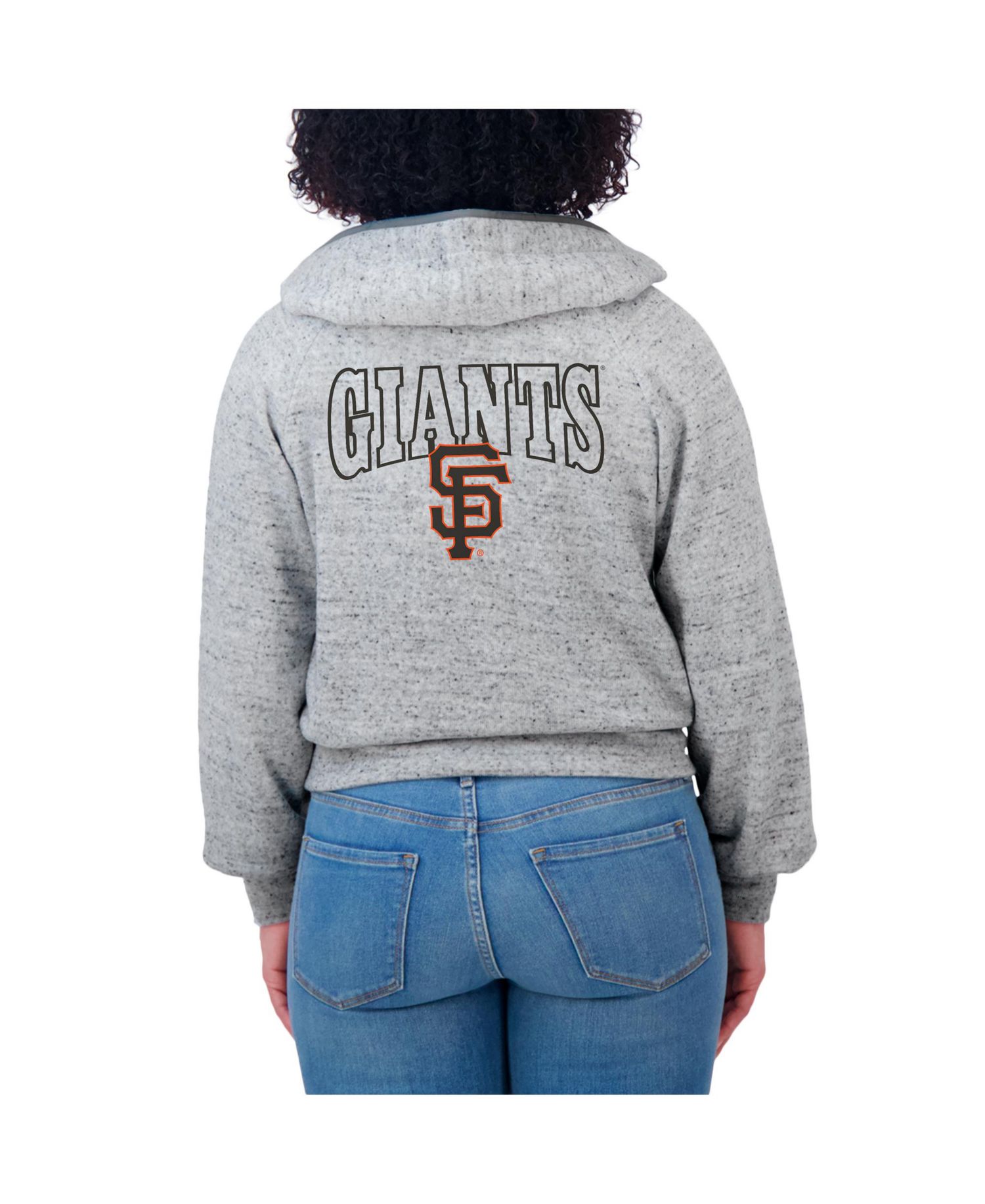 Women's Heather Gray San Francisco Giants Speckled Fleece Cropped Full-Zip Hoodie