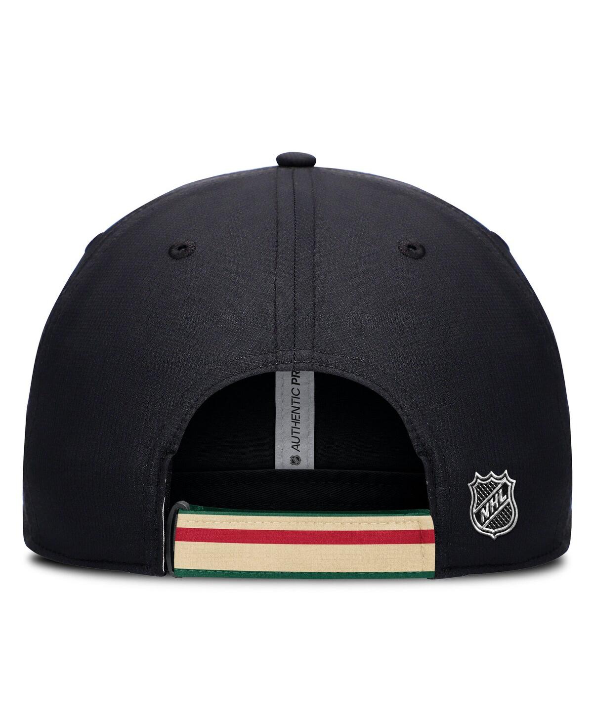 Fanatics Men's Black/green Minnesota Wild Authentic Pro Ripstop Adjustable Hat In Black,green
