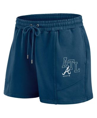 Women's Navy Atlanta Braves Washed Fleece Sweatshirt Shorts Lounge Set