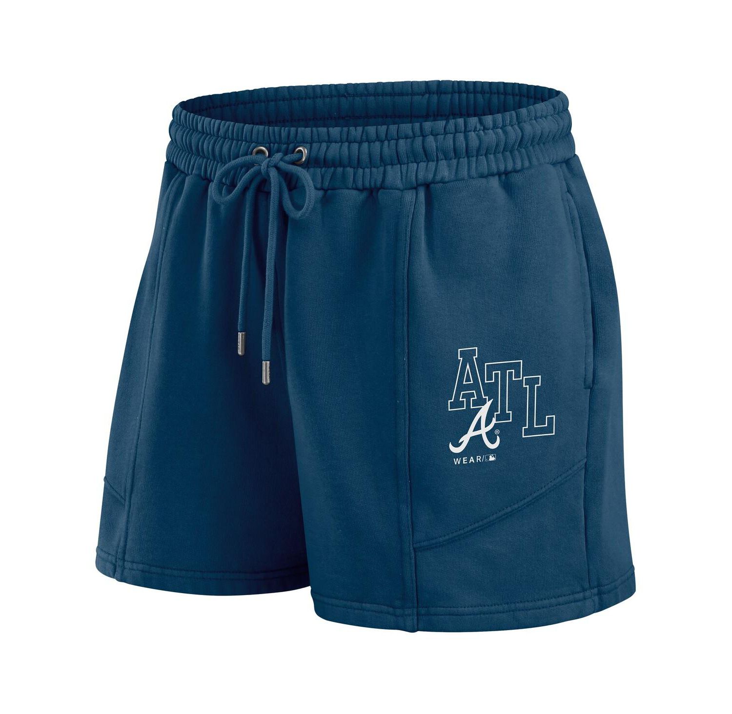 Women's Navy Atlanta Braves Washed Fleece Sweatshirt Shorts Lounge Set