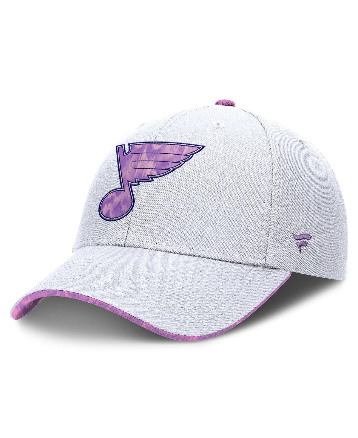 Fanatics Men's White St. Louis Blues Authentic Pro Hockey Fights Cancer Adjustable Hat In White