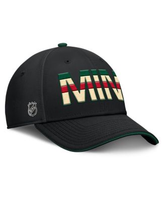 Men's Black/Green Minnesota Wild Authentic Pro Rink Team Code Flex Hat