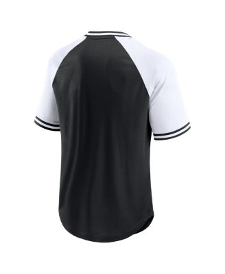 Men's Black/White Las Vegas Raiders Hashmark Raglan&nbsp;T-Shirt