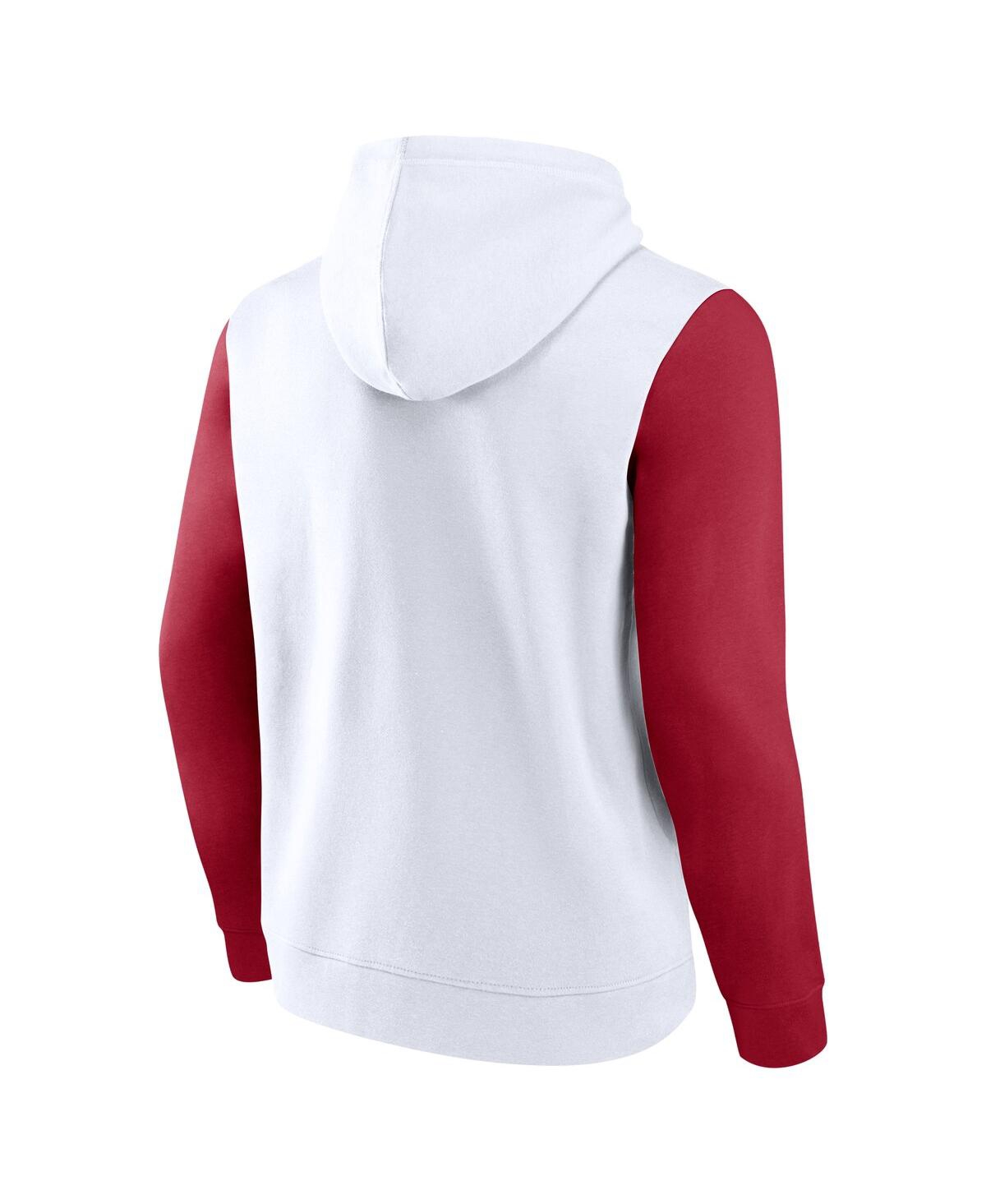 Fanatics Men's White Oklahoma Sooners Extra Point Colorblock Fleece Pullover Hoodie In White