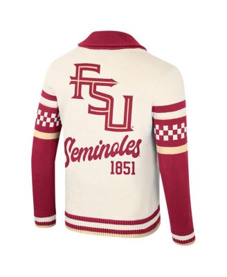Men's and Women's Cream Florida State Seminoles Wild Collective Button-Up Jacquard Sweater