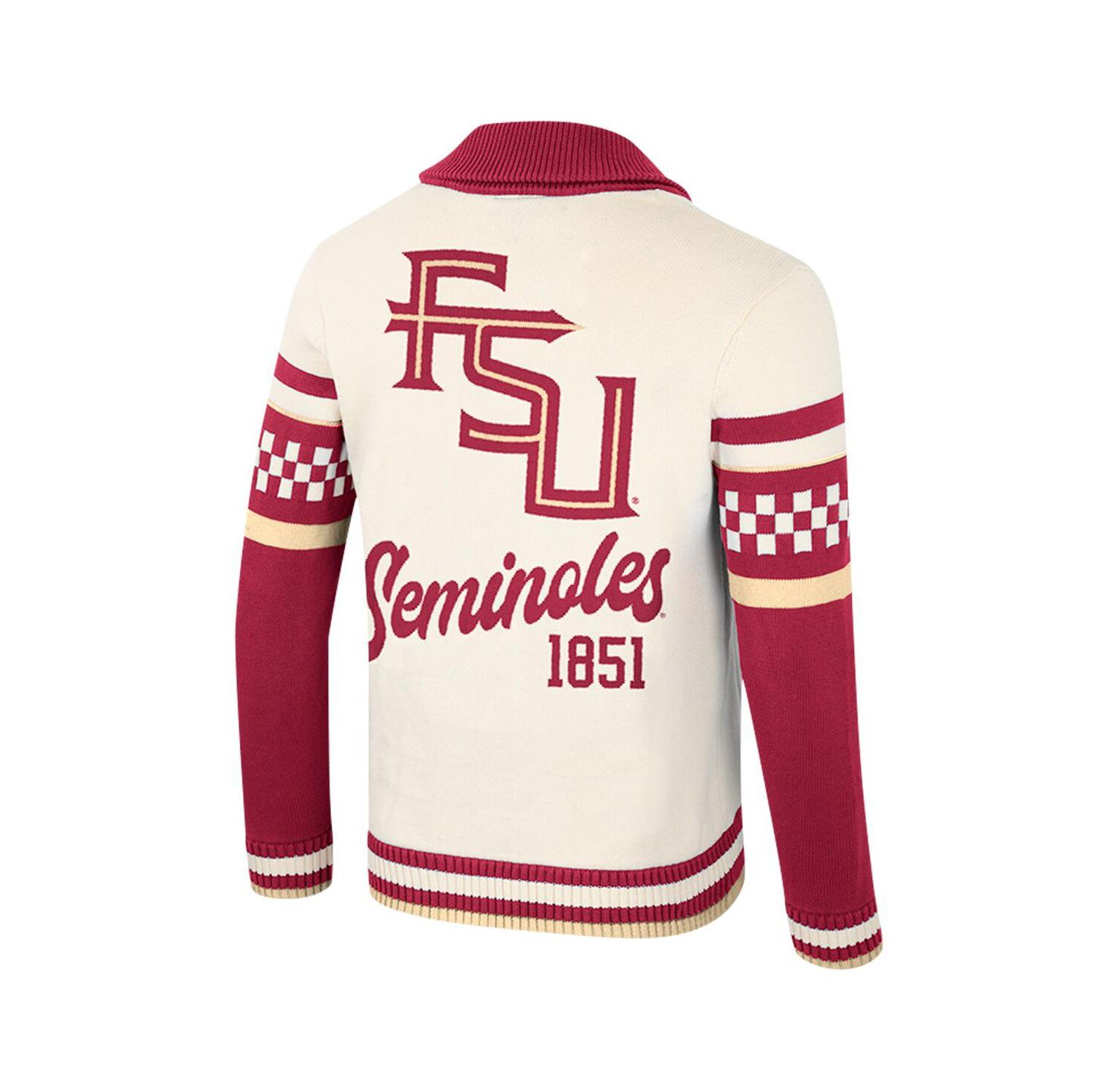 Men's and Women's Cream Florida State Seminoles Wild Collective Button-Up Jacquard Sweater
