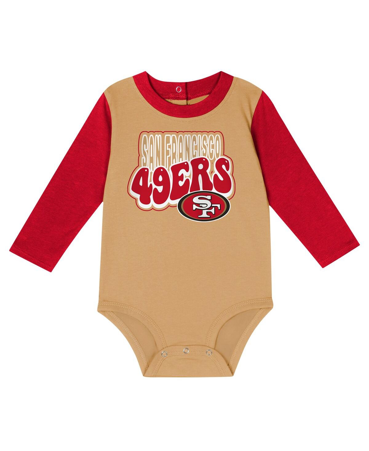 Outerstuff Baby Boys And Girls Scarlet San Francisco 49ers Double Up Long Sleeve Bodysuit And Pants Set In Scarlet