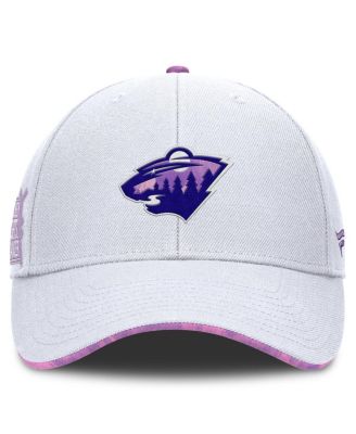 Men's White Minnesota Wild Authentic Pro Hockey Fights Cancer Adjustable Hat