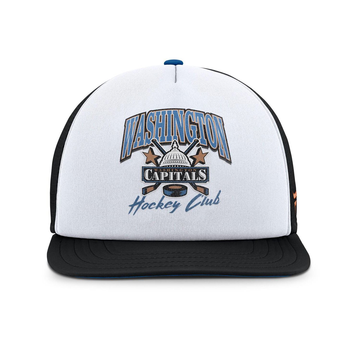 Men's White/Black Washington Capitals Decades Collection Foam Front Snapback Hat