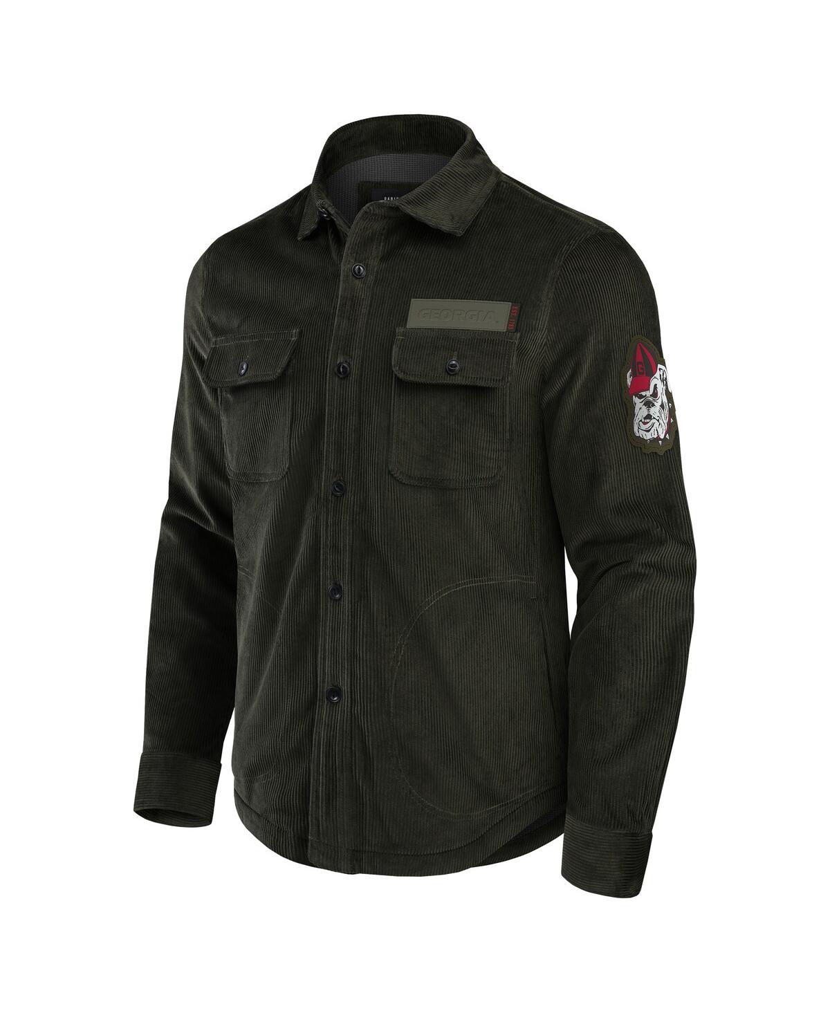 Fanatics Men's Olive Georgia Bulldogs Corduroy Full-button Shacket In Olive