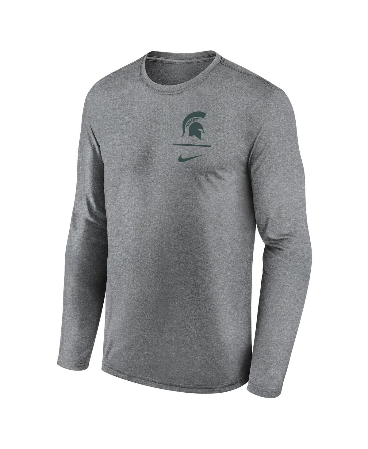 Nike Men's Heather Gray Michigan State Spartans Primary Stack Legend Long Sleeve T-shirt In Gray
