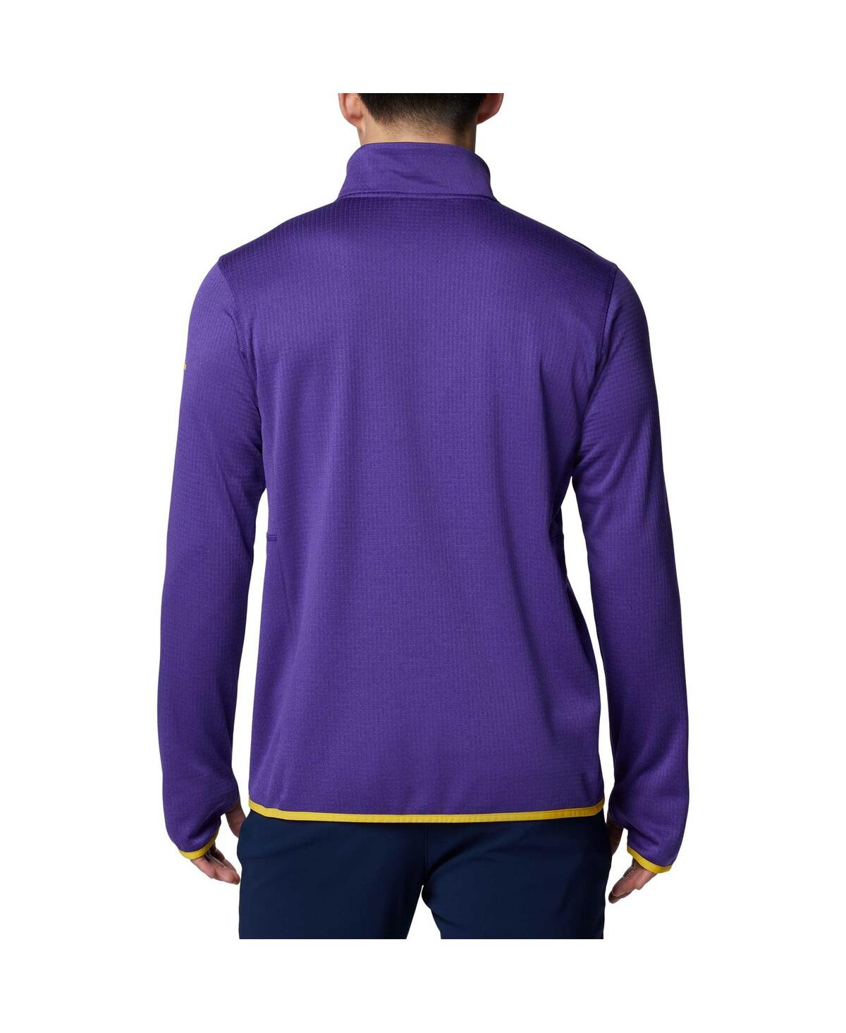 Columbia Men's Purple Lsu Tigers Park View Grid Fleece Omni-wick Half-zip Jacket In Purple