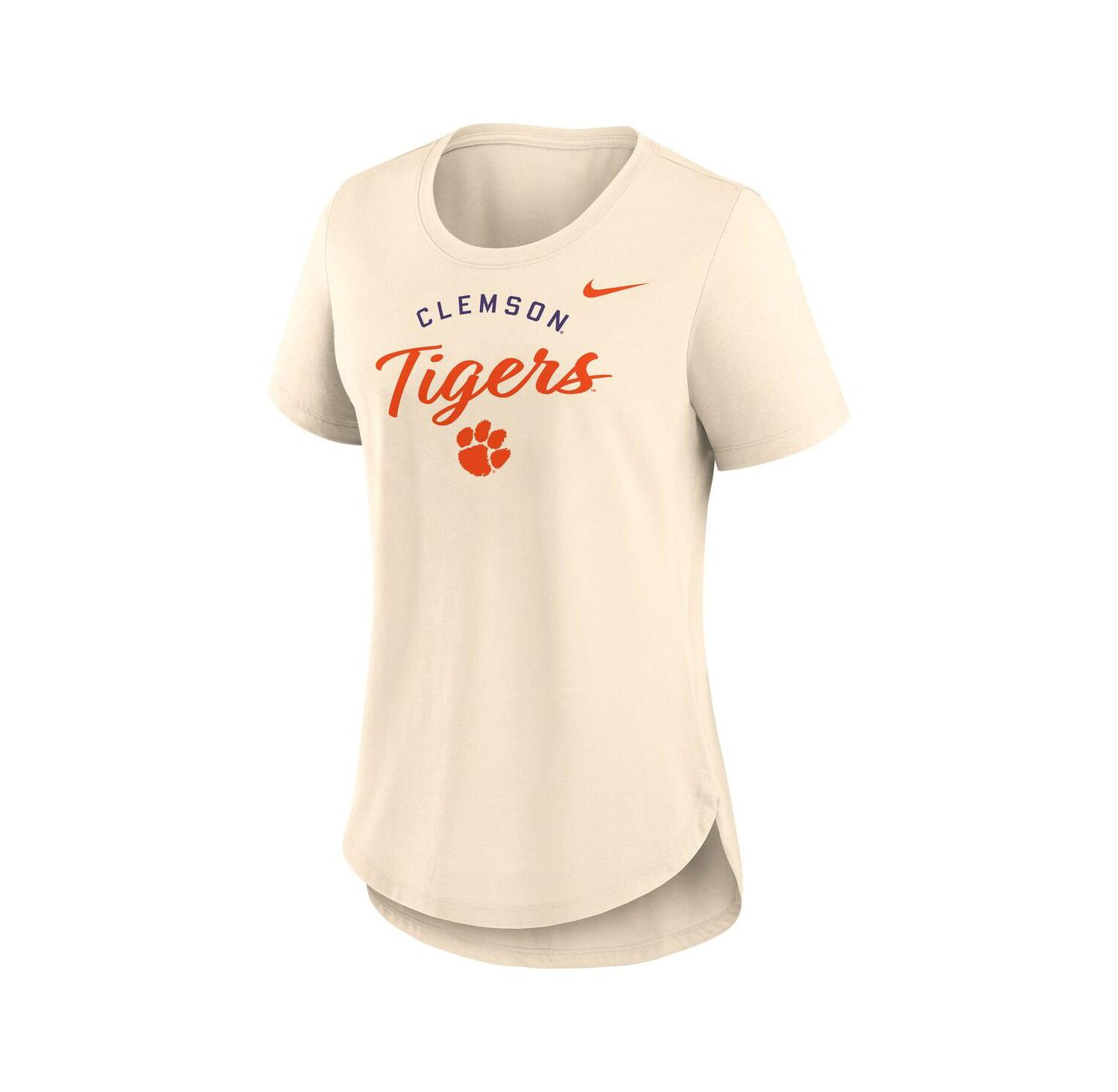 Women's Tan Clemson Tigers Script Logo Tri-Blend T-Shirt
