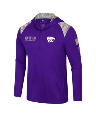 Men's Purple Kansas State Wildcats OHT Military Appreciation Quarter-Zip Hoodie Jacket