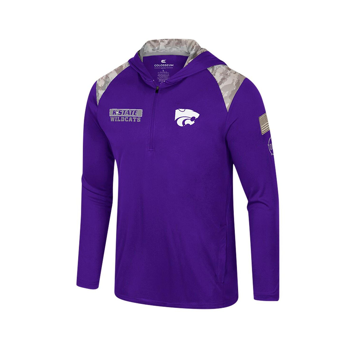 Men's Purple Kansas State Wildcats OHT Military Appreciation Quarter-Zip Hoodie Jacket