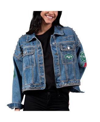 G-III 4Her by Carl Banks - Women's New York Jets First Finish Medium Denim Full button Jacket