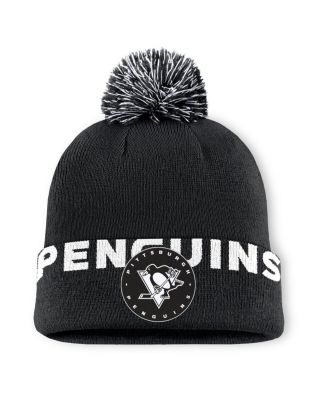 Fanatics - Men's Black Pittsburgh Penguins Fundamental High Stick Cuffed Knit Hat with Pom
