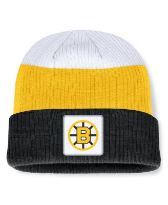 Men's Black/Gold Boston Bruins Heritage Showboat Color-Block Cuffed Knit Hat