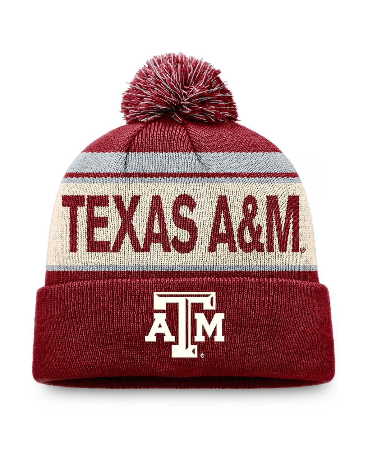 Top Of The World Men's Maroon Texas A & M Aggies Prime Cuffed With Pom Knit Hat In Maroon
