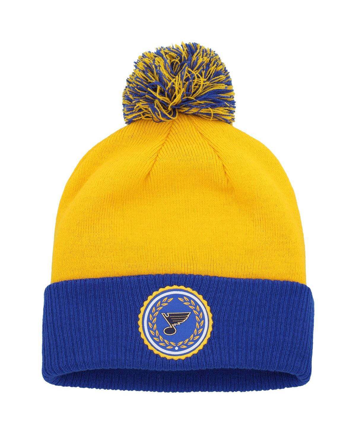 Shop Adidas Originals Women's Gold St. Louis Blues Laurel Cuffed With Pom Knit Hat