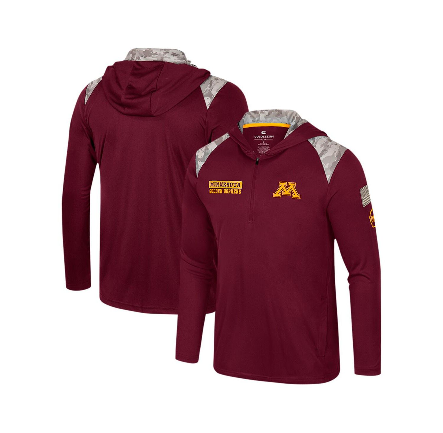 Men's Maroon Minnesota Golden Gophers OHT Military Appreciation Quarter-Zip Hoodie Jacket