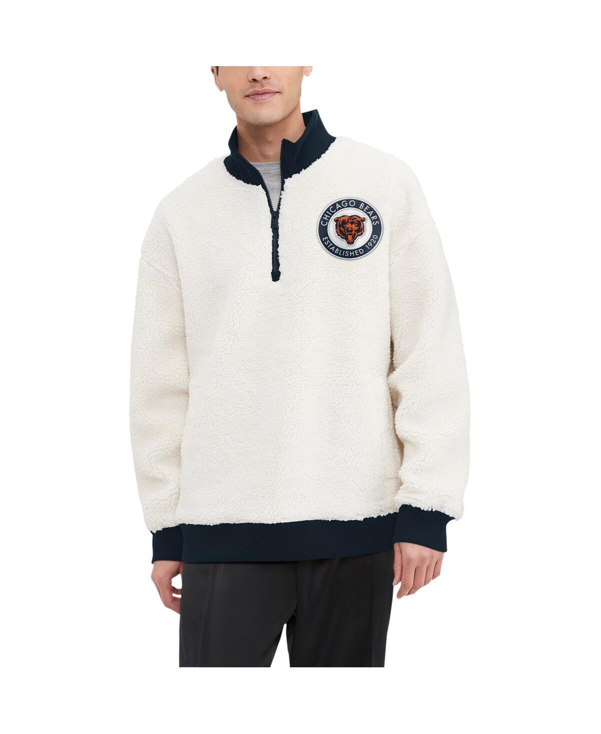 Shop Tommy Hilfiger Men's Cream Chicago Bears Jordan Sherpa Quarter-zip Sweatshirt
