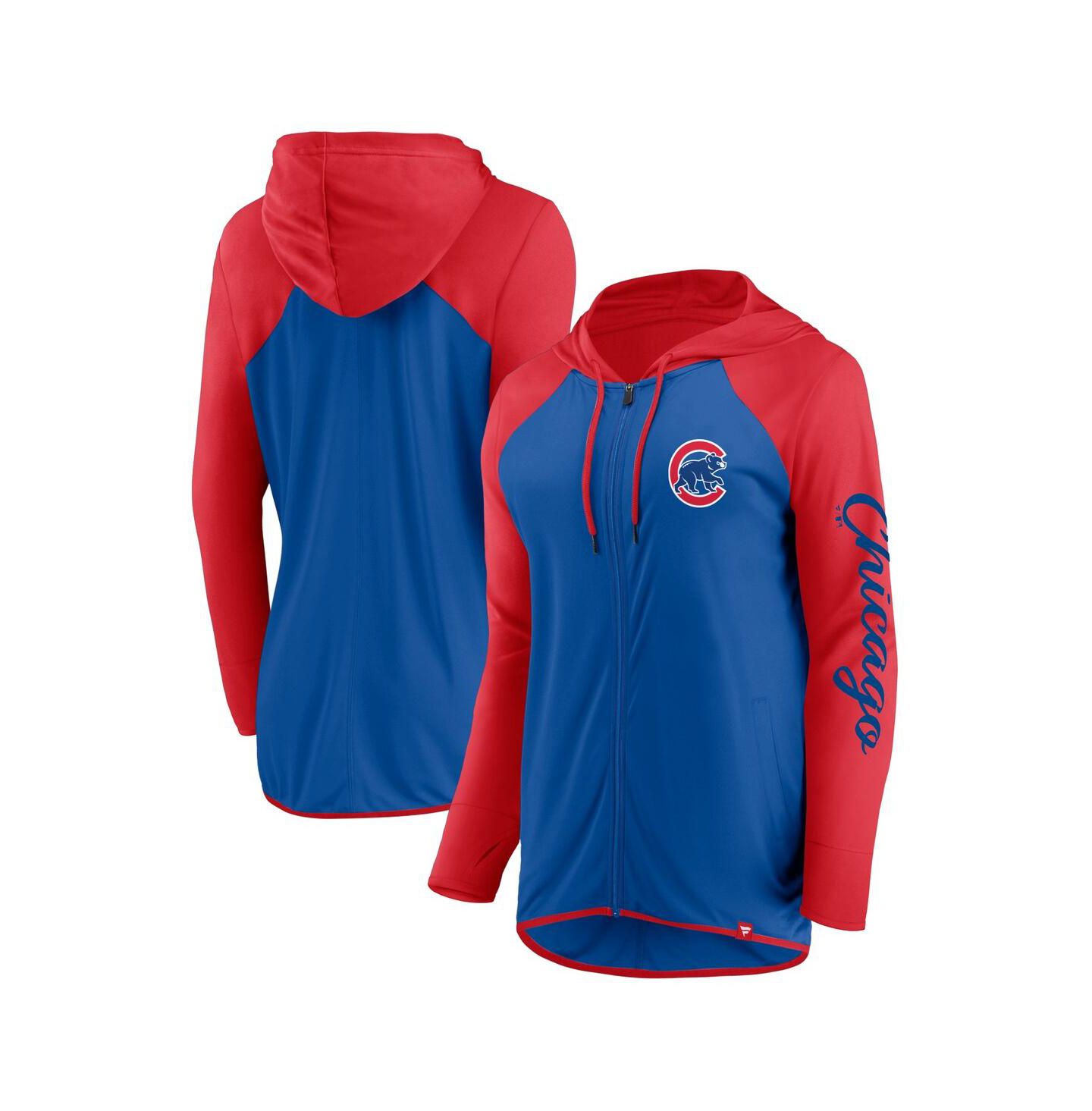 Женское худи Fanatics Royal/Red Chicago Cubs Script Sleeve Full-Zip — фото 1