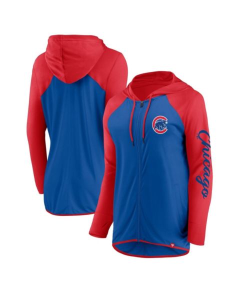 Женские худи Fanatics Women's Royal/Red Chicago Cubs Script Sleeve Full-Zip