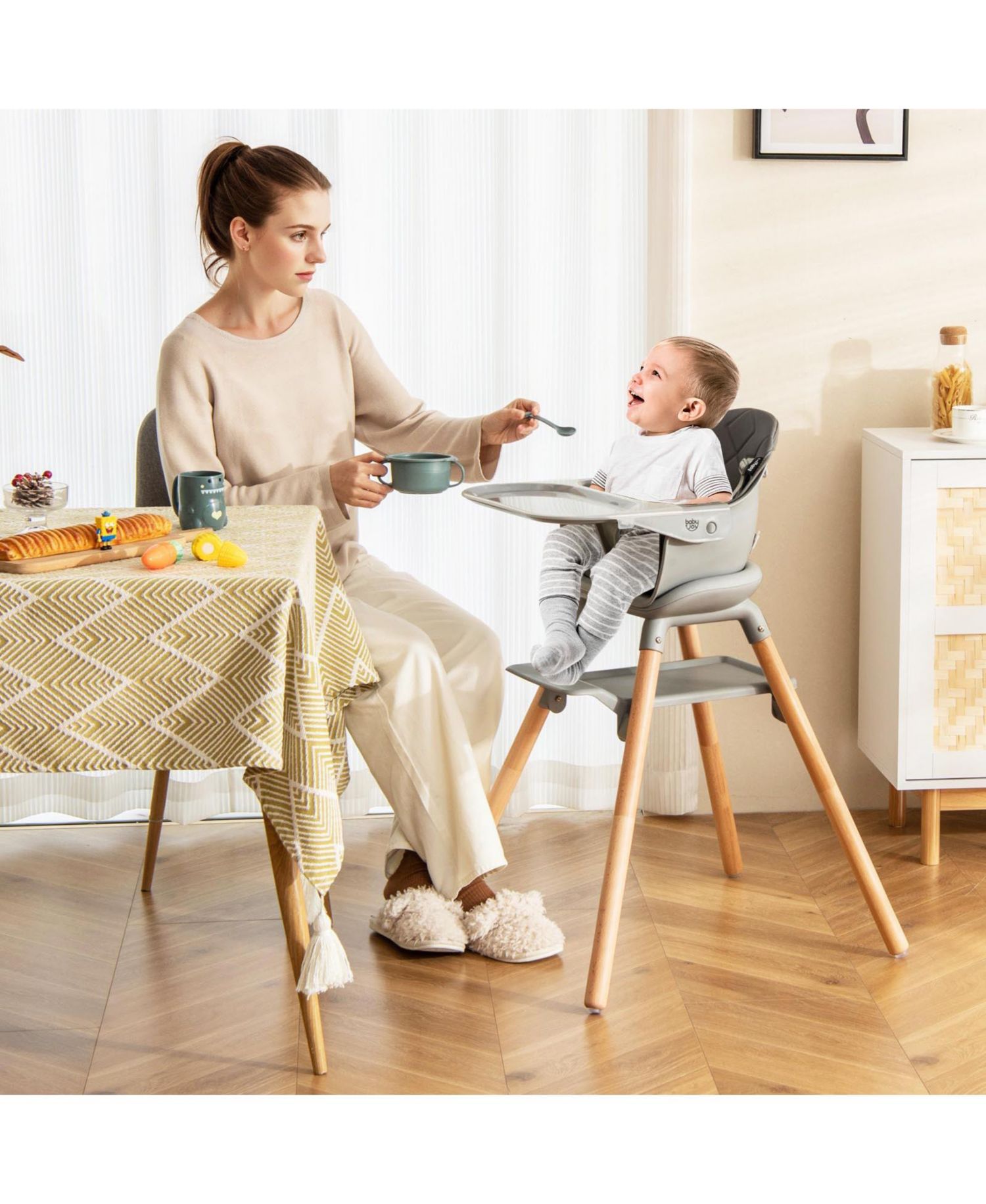 6-in-1 Convertible High Chair with Harness and Removable Tray