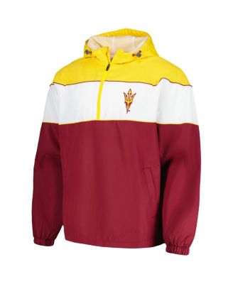 Men's Maroon Arizona State Sun Devils Center Line Half-Zip Raglan Hoodie Jacket
