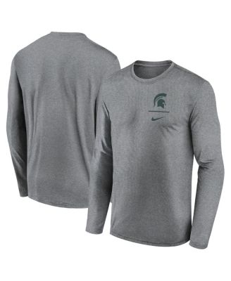 Nike - Men's Heather Gray Michigan State Spartans Primary Stack Legend Long Sleeve T-Shirt