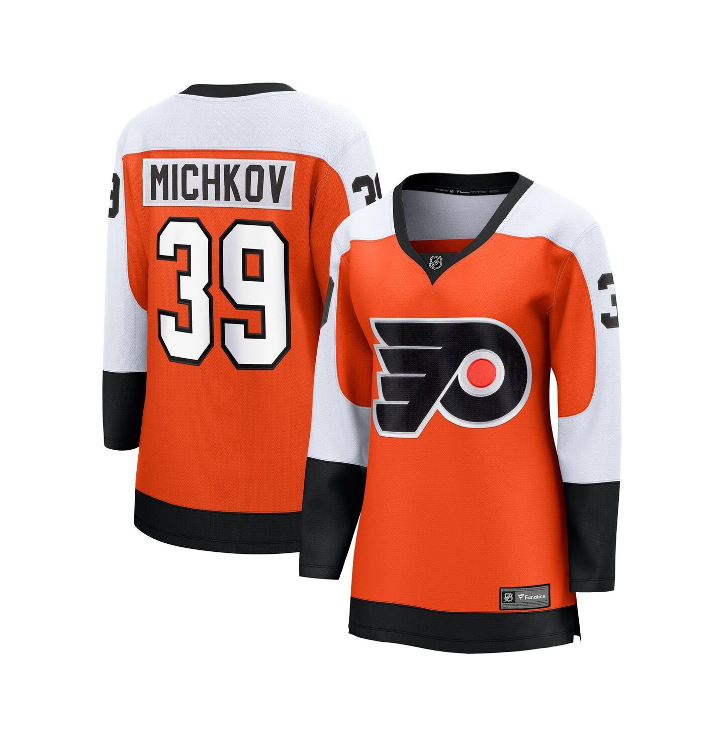 Женский топ Fanatics Matvei Michkov Orange Philadelphia Flyers Home Premier Breakaway Player Jersey — фото 1