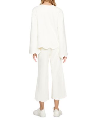 Women's Scalloped Bell-Sleeve Henley Top