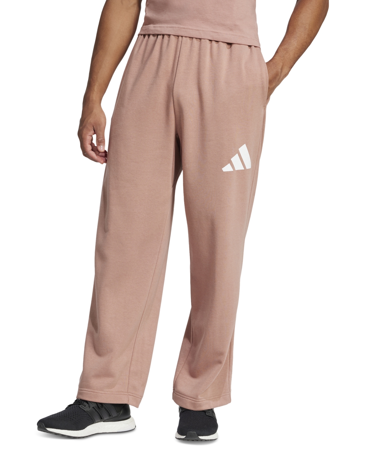 Men's Loose-Fit Wide-Leg French Terry Pants - Black/whit