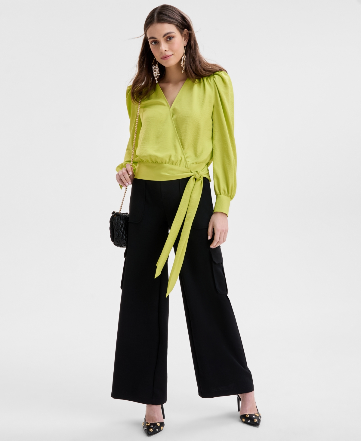 Inc International Concepts Women's Tie-front Blouse, Exclusively At Macy's In Lime Sash