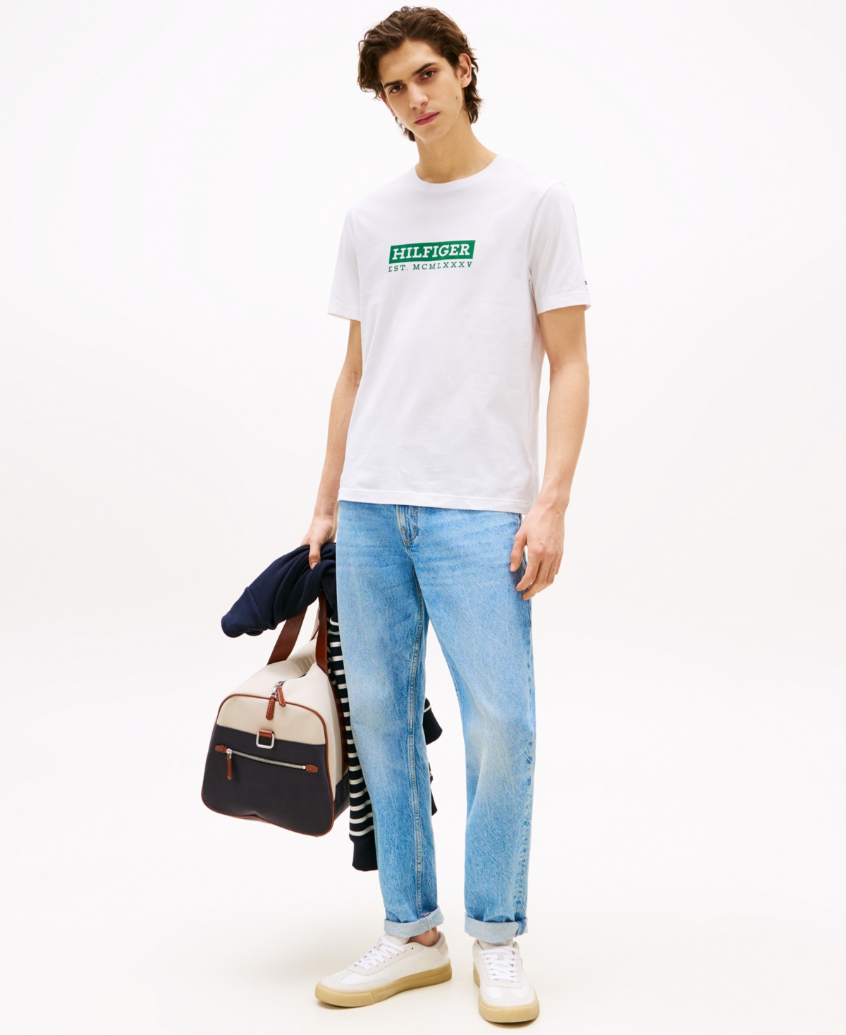 Tommy Hilfiger Men's Big & Tall Short Sleeve Color To Color Graphic T-shirt In White