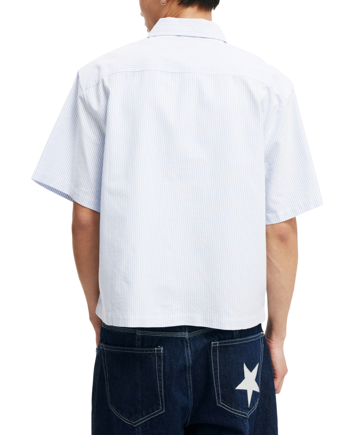 Shop Cotton On Men's Ventura Short Sleeve Shirt In Sky Blue Mini Stripe