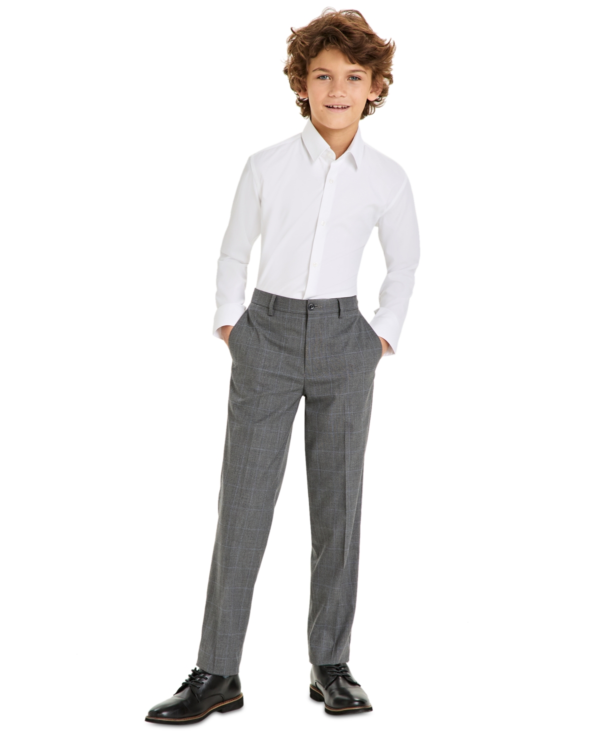 Michael Kors Big Boys Classic-fit Windowpane Suit In Blue