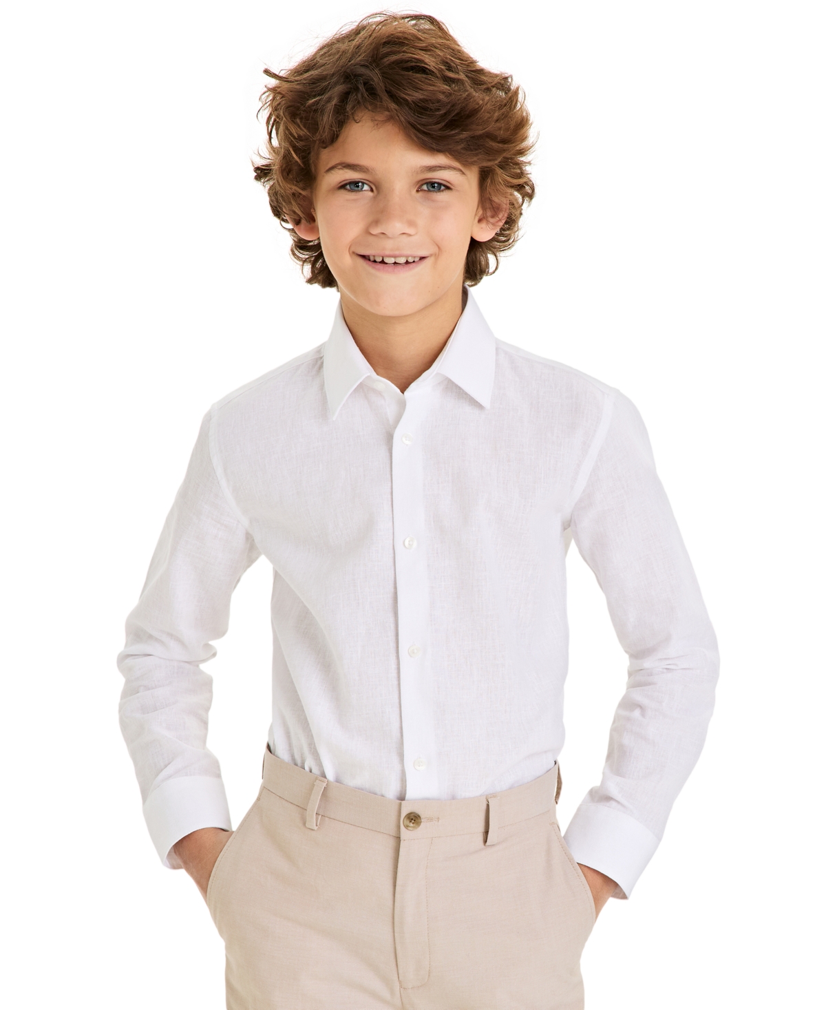 Michael Kors Big Boys Linen Button-down Shirt In White